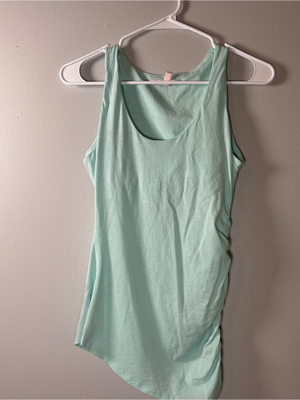 Victoria Secret Built in Bra Ruched Tank Top Womens XS Mint Teal Blue